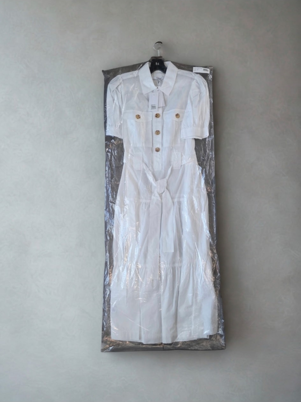 10 Crosby Derek Lam White Midi Shirt Dress with Tie Waist